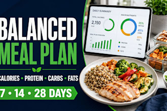 create a balanced menu with calorie and macro analysis