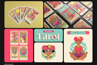 illustrate custom tarot or oracle cards in surrealist style