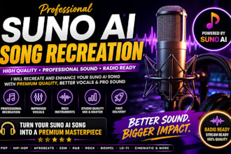 recreate your suno ai song with better quality and professional sound