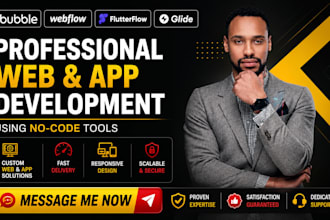 build flutterflow ai app, bubble saas mvp, startup web app and mobile app