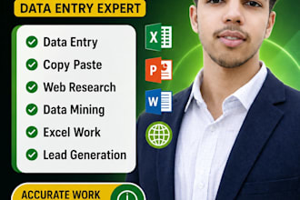 do accurate data entry, excel, copy paste, and web research