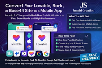 convert lovable base44 replit ai website to android ios mobile apps