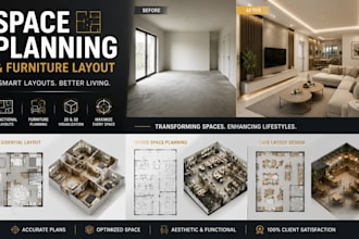 create professional space planning and furniture layout for any space