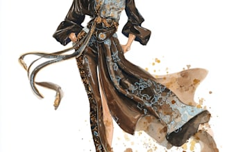 draw a fashion illustration or sketch of a figure in clothes