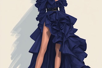 do a fashion illustration or sketch of a figure in clothes