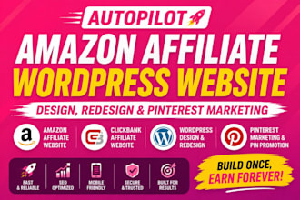 autopilot amazon affiliate website wordpress website design, pinterest marketing