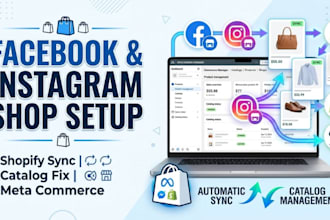 setup facebook shop, instagram shop, and fix shopify sync issues