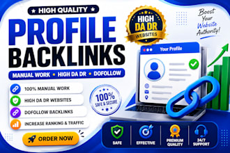 100 manual high da DR profile backlinks