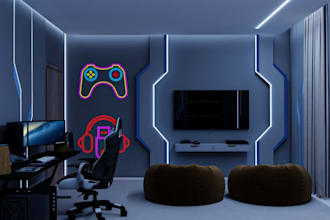 design a stunning 3d gaming room, esports setup, and streaming room