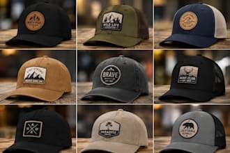 create vintage hat patch, cap patch and badge design