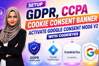 setup gdpr cookie consent banner, google consent mode v2 for gads, ga4