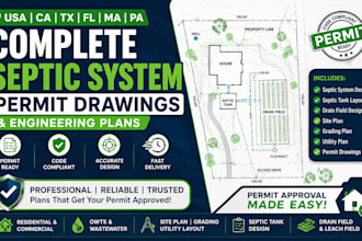 usa ca, tx, fl, ma, pa, design complete septic system plans for permits