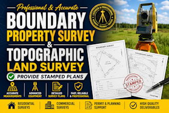 do boundary property survey, topographic land survey and provide stamped plans