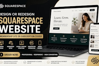 design or redesign squarespace website membership site or subscription course