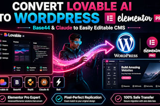 convert lovable ai base44 replit claude ai bolt website to wordpress elementor
