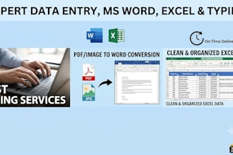 do expert data entry, ms word, excel, and typing work
