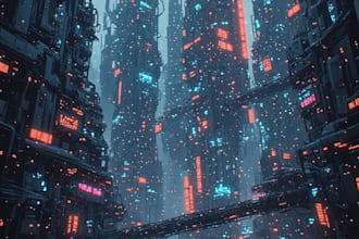 do cyberpunk scifi futuristic city no ai use