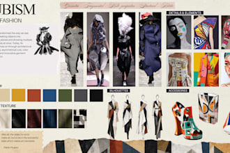 design a cubist fashion moodboard and brand identity concept for your col