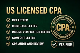 prepare and sign US CPA letter for lender, income verification and loan approval
