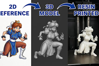 convert 2d photo sketch to 3d printable model figurine picture to stl file cnc