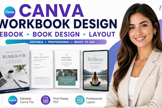 design canva workbook, canva ebook, ebook layout and book design