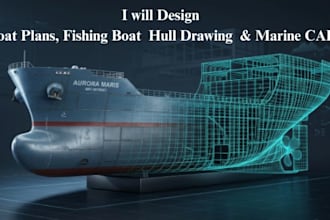 design boat plans, fishing boat hull drawing and marine cad