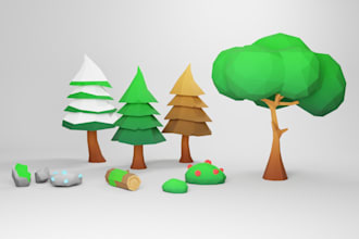 create 3d low poly game ready nature assets
