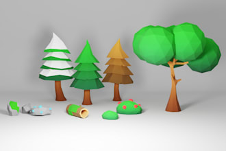 create 3d low poly game ready nature assets