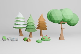 create 3d low poly game ready nature assets