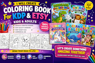create custom kids or adults coloring book for amazon kdp or etsy