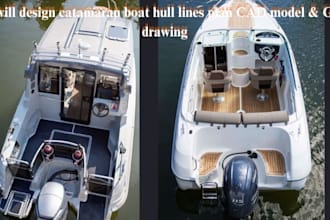 design catamaran boat hull lines plan cad model and ga drawing