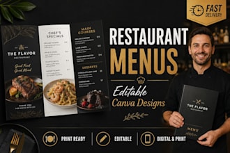 design professional canva restaurant menus and food promotional materials