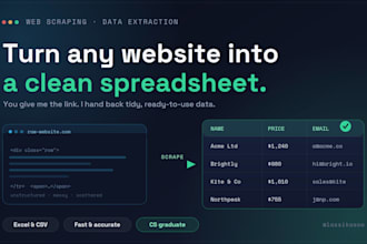scrape website data into a clean excel or CSV spreadsheet
