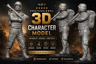 create custom 3d character model sculpt for printing
