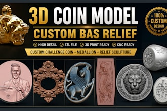 sculpt 3d coin model bas relief challenge coin medallion stl for 3d printing cnc