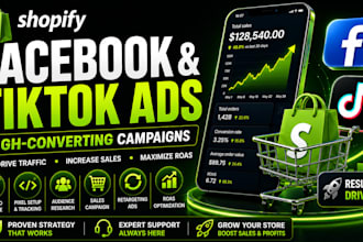 setup shopify facebook and tiktok ads funnel  for e commerce growth and sales