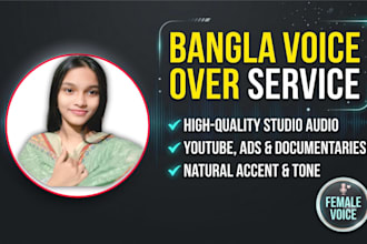 do professional female bangla and bengali voice over