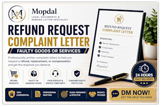 draft a refund request complaint letter for faulty goods or services