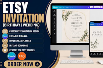 do editable printable etsy hyperlnk digital planner invitation journal design