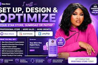 ssetup stan store, stan store design stan store marketing gumroad payhip website