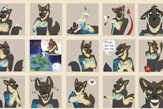 do furry telegram stickers of your fursona furry sticker pack furry emotes art