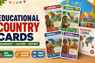 design educational country flash cards and kids card games