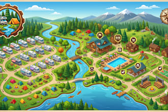 design a custom interactive campground map rv park map and outdoor site plan map