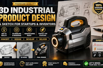 do 3d industrial product design and sketch for startups and inventor