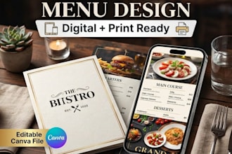 design restaurant food menu, digital menu card, recipe card and price list