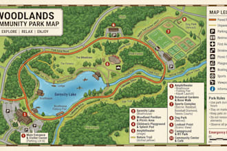 design resort, hiking and wayfinding maps for parks, facilities and attractions