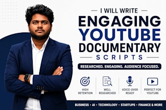 write engaging youtube documentary scripts for business, ai and tech