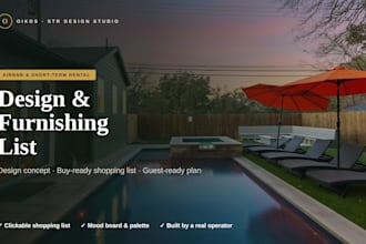 design your airbnb and create a complete furnishing shopping list