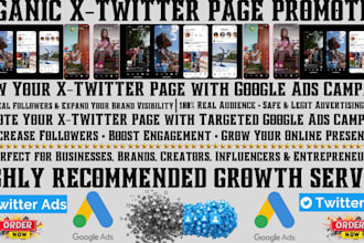 do legit twitter page promotion for organic followers growth using google ads