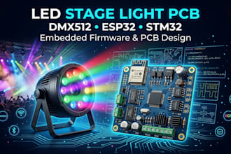 design led stage light pcb, dmx512 controller, esp32 and stm32 firmware